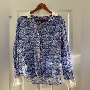 J. Crew Liberty London Fabric Floral Shirt - Blue and Purple sz 12